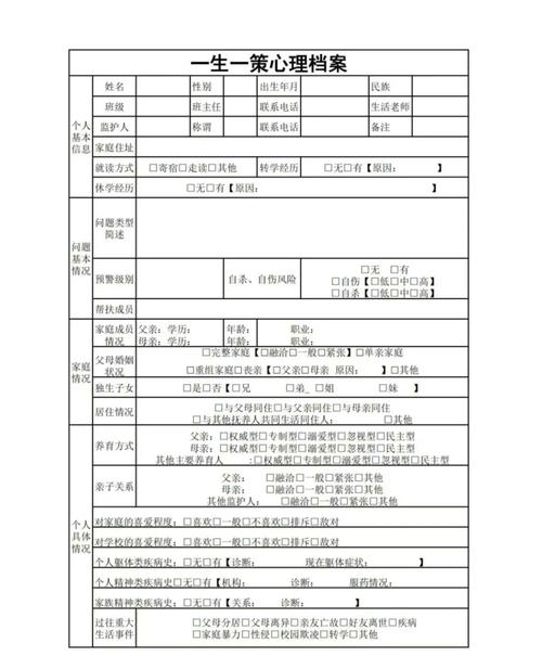  档案样表填写